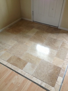 Travertine entry almost complete. Just need trim